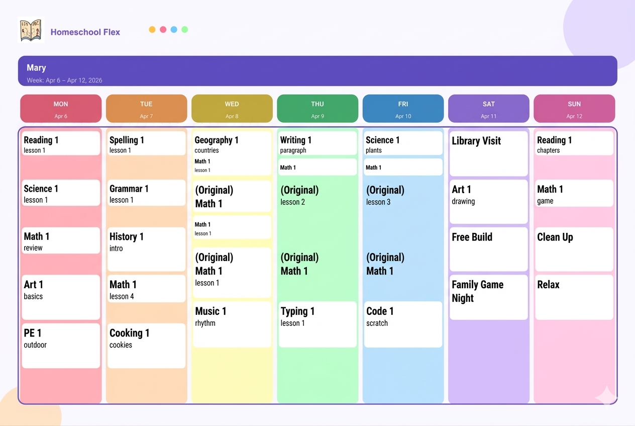 Homeschool desk workspace